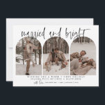 Merry And Married Newlywed Christmas Card Modern<br><div class="desc">This holiday card features a beautiful calligraphy font paired with a simple serif font. This gorgeous modern minimal Christmas card allows three separate sections to upload your own perfect pictures to the font.</div>