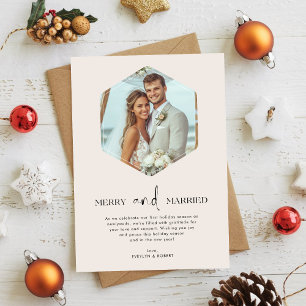 Merry and Married Newlywed Christmas Polygon Photo Holiday Card