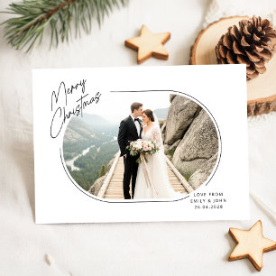 Merry And Married Newlywed Couple Photo Christmas Holiday Card