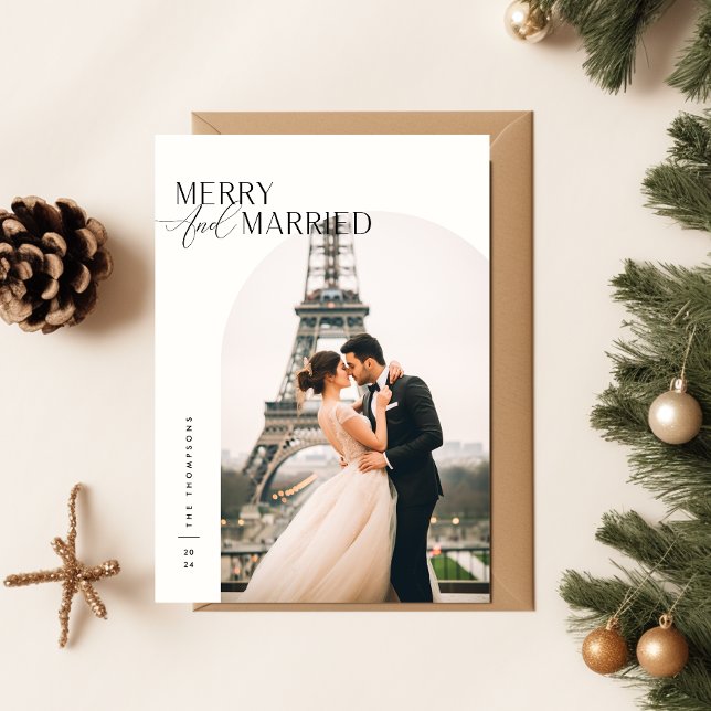 Merry And Married Newlywed Photo Christmas Card (Creator Uploaded)