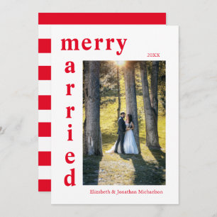 Merry and Married Newlywed Photo Christmas Holiday Card