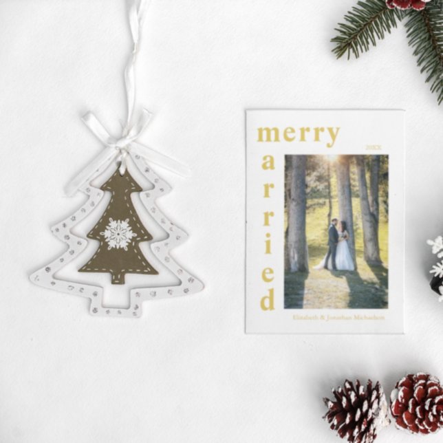 Merry and Married Newlywed Photo Christmas Holiday Card (Creator Uploaded)