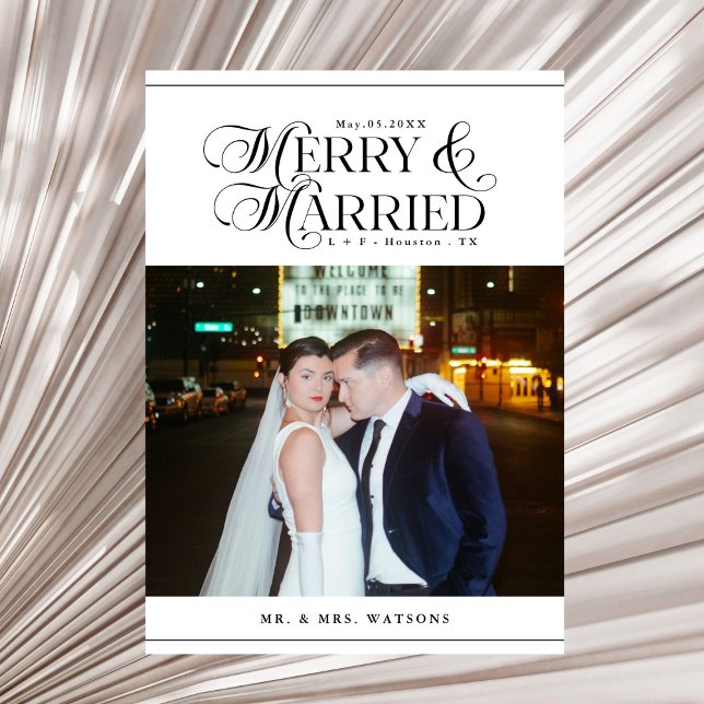 Merry and Married Newlyweds Photo First Christmas Holiday Card (Creator Uploaded)
