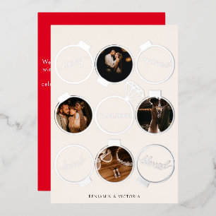 Merry and Married Ornaments Multiple Photo Foil Holiday Card