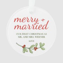 Merry and Married Photo Acrylic Ornament