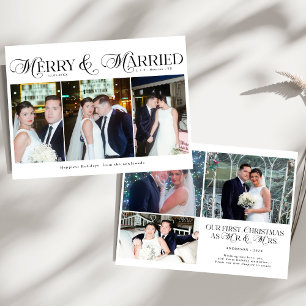 Merry and Married Photo Newlywed Couples Christmas Holiday Card