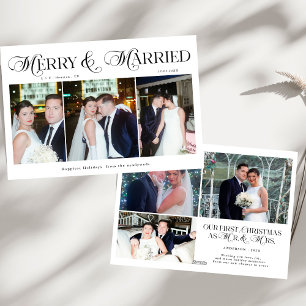 Merry and Married Photo Newlywed Couples Christmas Holiday Card