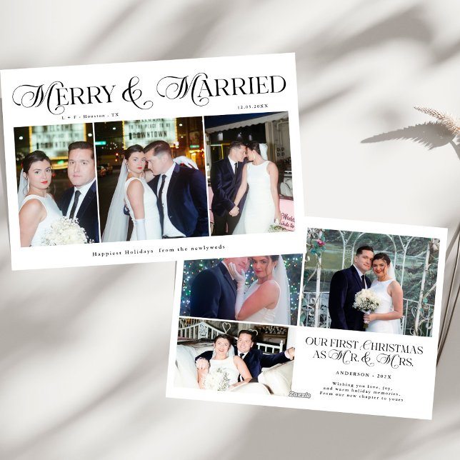 Merry and Married Photo Newlywed Couples Christmas Holiday Card (Creator Uploaded)