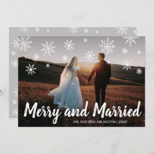 Merry and Married Photo Newylwed Christmas Holiday Card
