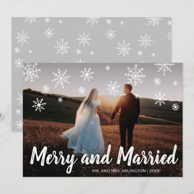 Merry and Married Photo Newylwed Christmas Holiday Card (Front/Back)
