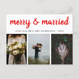 Merry And Married Red Script Holiday Photo