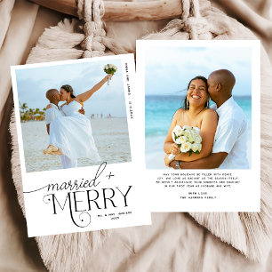 Merry and Married Script Photo Christmas Newlyweds Holiday Card