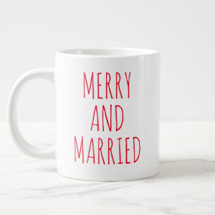 "Merry and Married" Simple Modern Farmhouse Large Coffee Mug