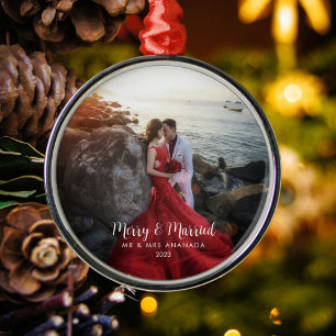 Merry and Married Timeless & Classic Newlyweds  Metal Tree Decoration