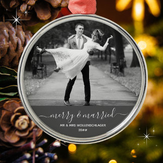Merry and Married Timeless & Minimal Newlyweds  Metal Tree Decoration