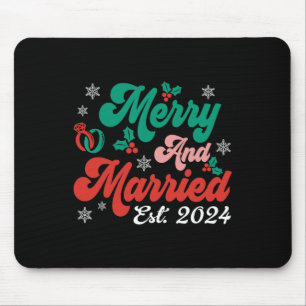 Merry And Married Xmas Christmas Retro Couple Matc Mouse Mat