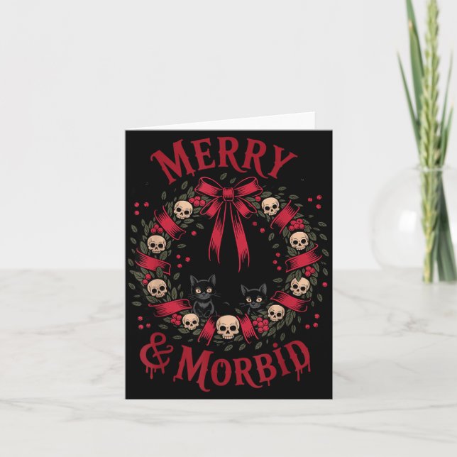 Merry And Morbid Christmas Funny Cute Cats Goth Cr Card (Front)