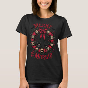 Merry And Morbid Christmas Funny Cute Cats Goth Cr T-Shirt