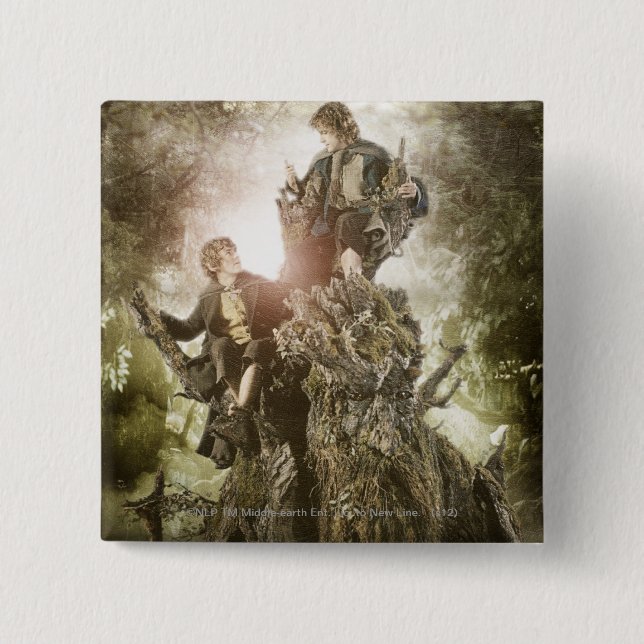 Merry and Peregrin on Treebeard 15 Cm Square Badge (Front)