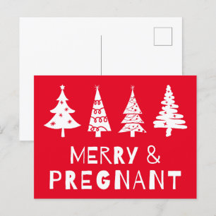 Merry and pregnant at Christmas Holiday Postcard