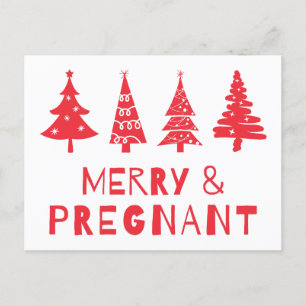 Merry and pregnant at Christmas Holiday Postcard
