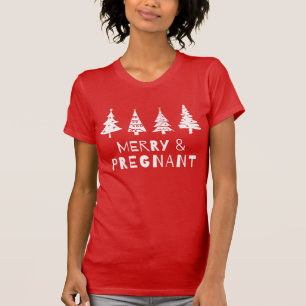 Merry and pregnant at Christmas T-Shirt