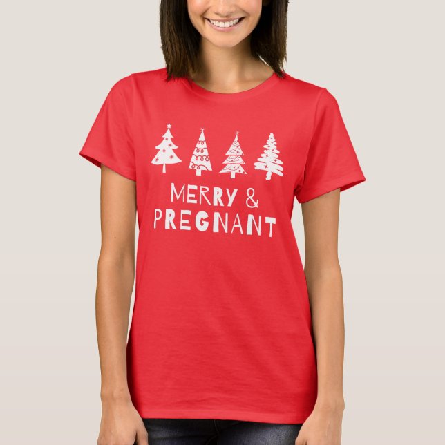 Merry and pregnant at Christmas T-Shirt (Front)