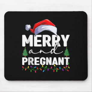 Merry And Pregnant Christmas Pregnancy Announcemen Mouse Mat