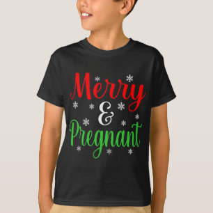 Merry And Pregnant Funny Christmas Santa Elf Gnome T-Shirt