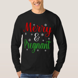 Merry And Pregnant Funny Christmas Santa Elf Gnome T-Shirt