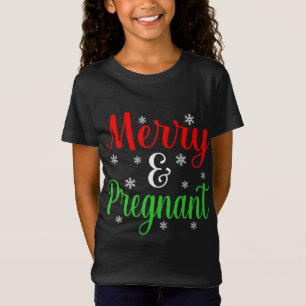 Merry And Pregnant Funny Christmas Santa Elf Gnome T-Shirt