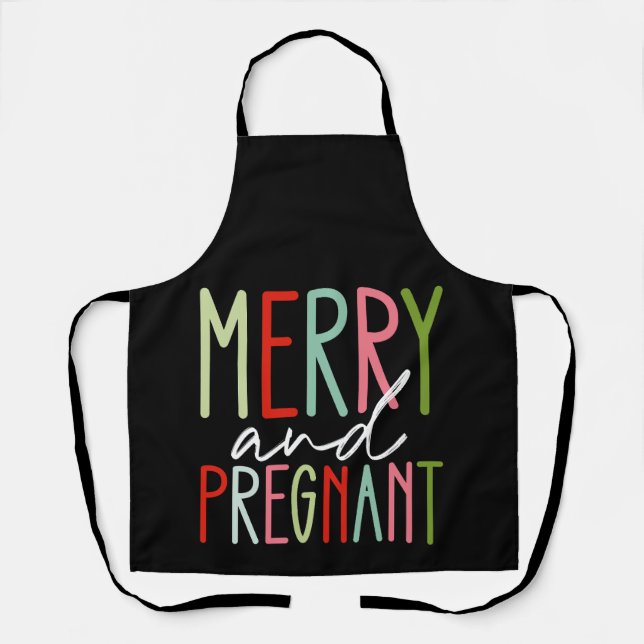 Merry and Pregnant Pregnancy Christmas Mum Apron (Front)