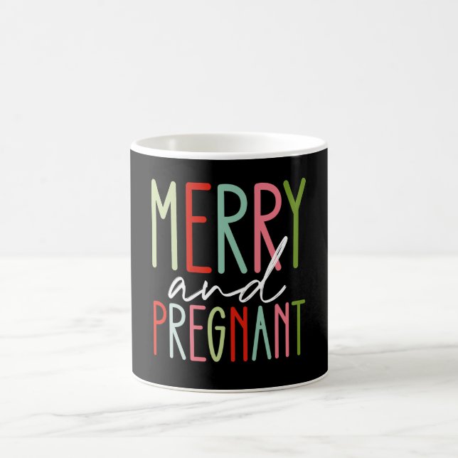 Merry and Pregnant Pregnancy Christmas Mum Coffee Mug (Center)