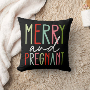 Merry and Pregnant Pregnancy Christmas Mum Cushion