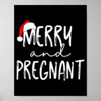 Merry And Pregnant Santa Hat Xmas Pregnancy Announ