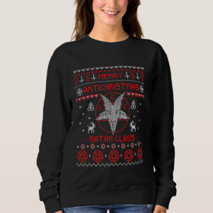 Merry Antichristmas Satan Claus Pentagram Upside D Sweatshirt