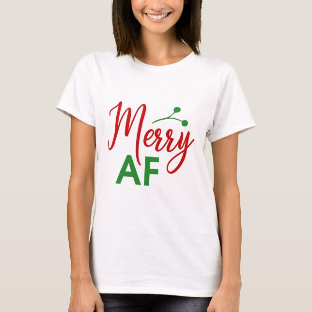 Merry As F*** Funny Christmas Xmas T-Shirt (Front)