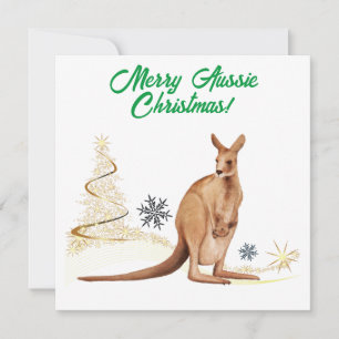 Merry Aussie Christmas Kangaroo Holiday Card