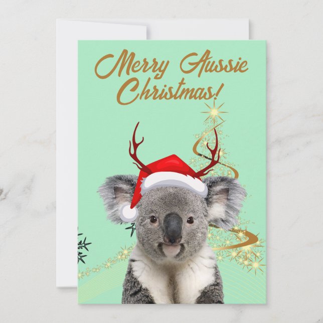 Merry Aussie Christmas Koala bear  Holiday Card (Front)