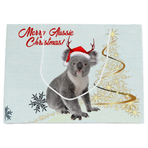 Merry Aussie Christmas Koala bear Large Gift Bag