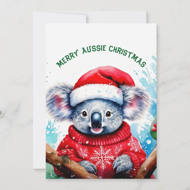 Merry Aussie Christmas Koala  Holiday Card (Front)