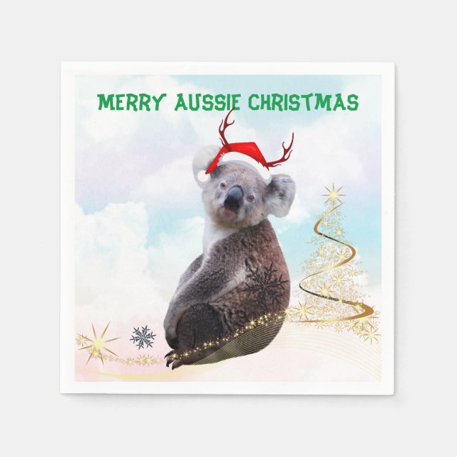 Merry Aussie Christmas Koala  Napkin (Front)