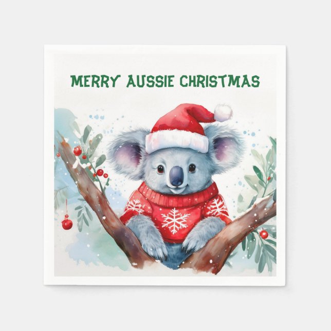 Merry Aussie Christmas Koala  Napkin (Front)