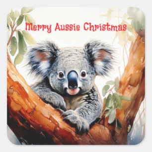Merry Aussie Christmas Koala  Square Sticker