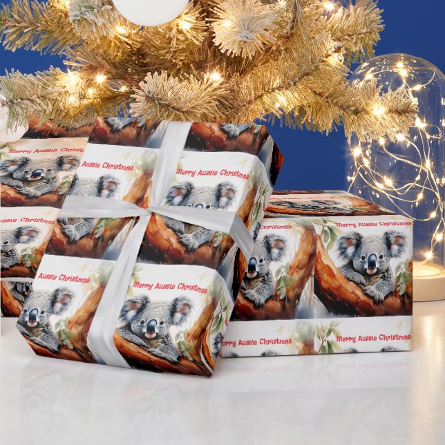 Merry Aussie Christmas Koala  Wrapping Paper (Holidays)