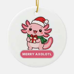 Merry Axolotl Cute Christmas Ornament