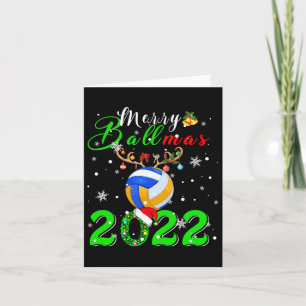 Merry Ballmas 2022 Xmas Santa Reindeer Volleyball  Card
