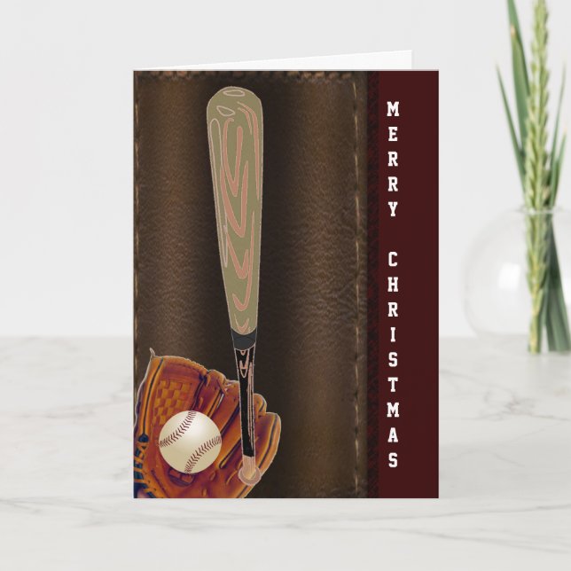 Merry baseball Christmas Holiday Card (Front)