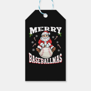 Merry Baseballmas Funny Christmas Baseball Santa Gift Tags