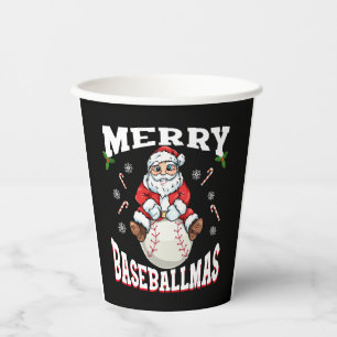 Merry Baseballmas Funny Christmas Baseball Santa Paper Cups